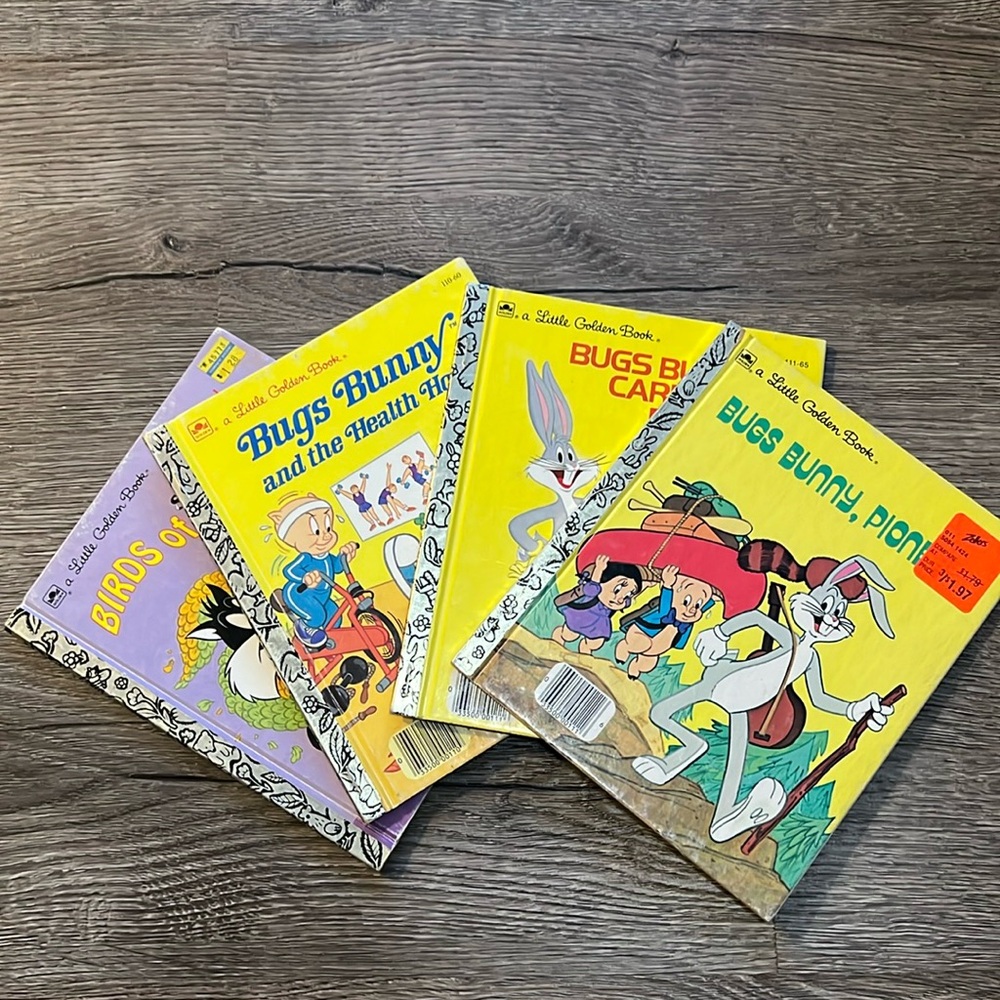 VINTAGE Little Golden Bugs Bunny, Sylvester, Tweety bird Book LOT of 4, 1970’s